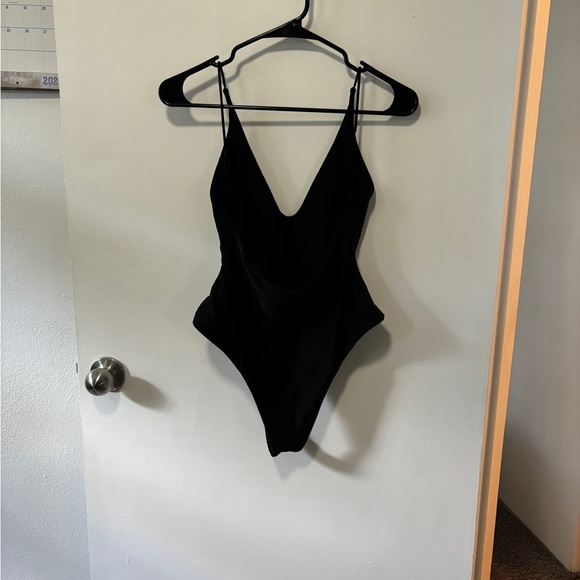 Ark Swimwear Black Deep V One Piece XL - Picture 2 of 6